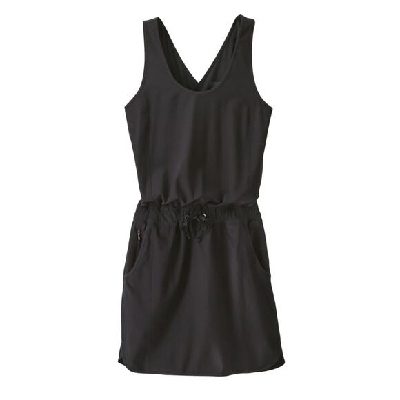 Patagonia Dresses & Skirts - Patagonia Women’s Fleetwith Dress Black Sleeveless Drawstring Small Criss Cross